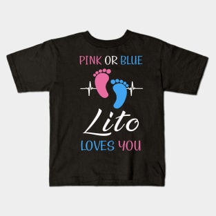 Pink or Blue Lito Loves You Mexican or Spanish Grandpa Heartbeat Kids T-Shirt